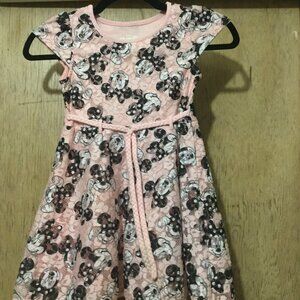 Minnie mouse dress size 5 excellent used condition pink & black rope tie belt